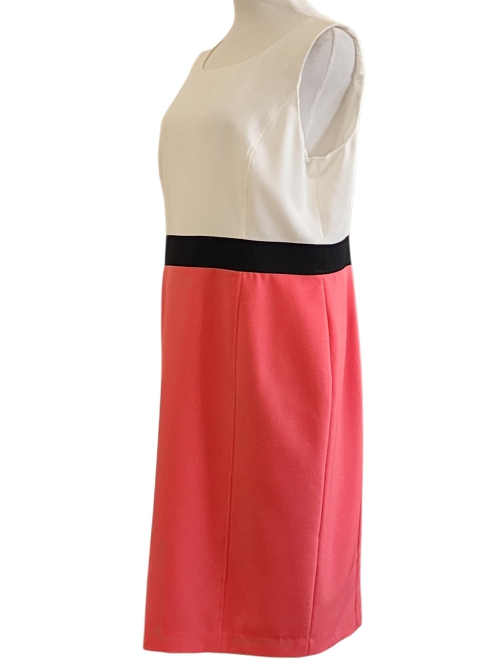 Evan Picone Black Label coral, cream & black colorblock midi dress size 16 - Picture 6 of 16